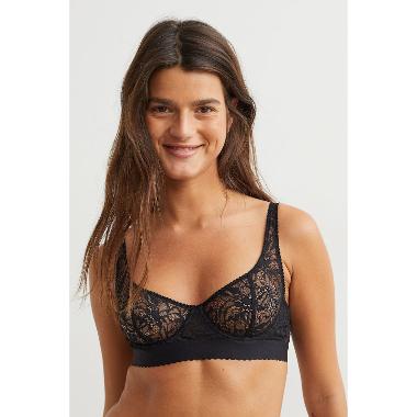 H&M Melrose Unpadded Wire Pakaian Dalam Wanita - Black [1006354001] 75B