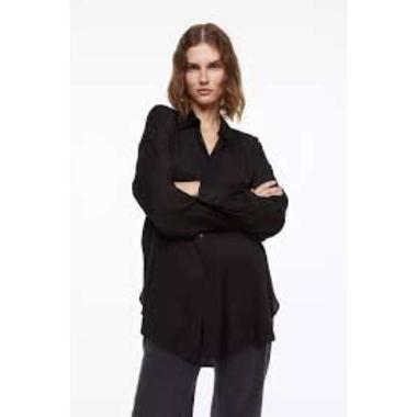 H&M Iris Fluid Blouse Wanita - Black [1085808001] M
