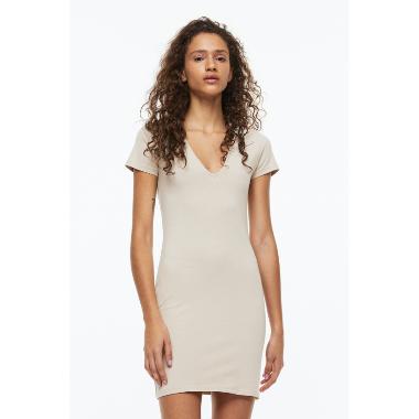 H&M Divided Eq Grape Dress Wanita - Beige [1109168002] M