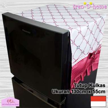 Tren-D-home - Sarung penutup kulkas lemari es taplak kulkas fridge cover bermotif murah 130 cm x 55 