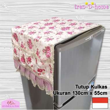 Tren-D-home - Sarung penutup kulkas lemari es taplak kulkas fridge cover Bermotif Bunga murah 130 cm