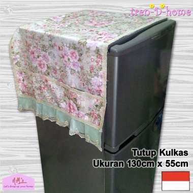 Tren-D-home - Sarung penutup kulkas lemari es taplak kulkas fridge cover Bermotif Bunga murah 130 cm