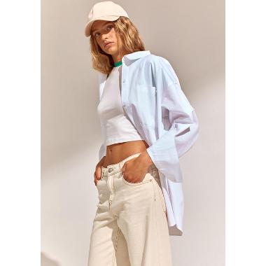 H&M Divided Chicago Lw Wide Leg Twill Trs Bawahan Wanita - White [1087809002] 32