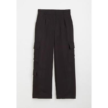 H&M Oak Rw Wide Trouser Celana Wanita - Black [1113018001] 38