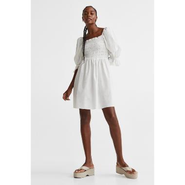 H&M Eq W Magnolia Dress Wanita - White [1120569002] M