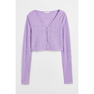 H&M Eq J Fern Cardigan Wanita - Purple [1114369001] S