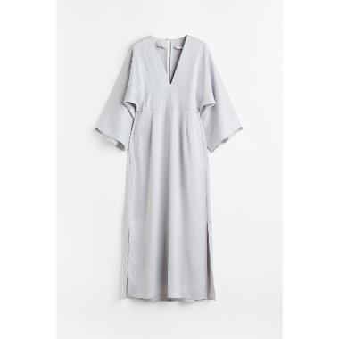 H&M Gemma S/S Long Dress Wanita - Grey [1125974001] 36