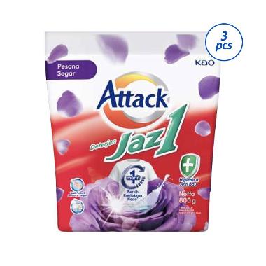 Attack Jaz1 Pesona Segar Deterjen Bubuk Bag 800 g - Bersih Wangi Irit - Sabun Cuci Baju  [3 Pcs]