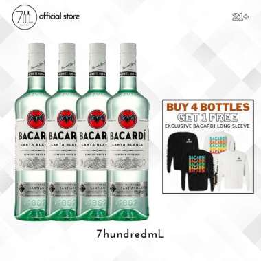 Bacardi - Light Carta Blanca Rum 750mL Buy 4 Free 1x T-Shirt Long Sleeve