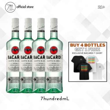 Bacardi - Light Carta Blanca Rum 750mL Buy 4 Free 1x T-Shirt Short Sleeve