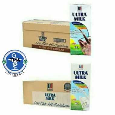 Susu Ultra Milk Low Fat Coklat Plain Dan Full Cream 250ml 1 Dus/Karton