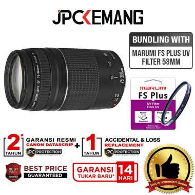JPC KEMANG Canon EF 75-300mm f4-5.6 III Zoom Lens Canon 75-300 mm f/4-.5.6 III GARANSI RESMI with Fi