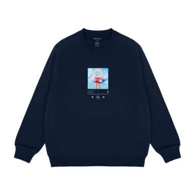 Greenlight Jaket Pria Crewneck Sweatshirt Regular Fit Fleece Sky Playlist OL-C070425 Blue M