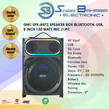 GMC SPK-897Z SPEAKER BOX BLUETOOTH, USB, 8 INCH 150 WATT MIC (1)PC (NEW) (KHUSUS BANDUNG)