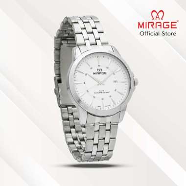 Mirage Jam Tangan Pria Analog 8838 M Silver Original Stainless Plat Putih
