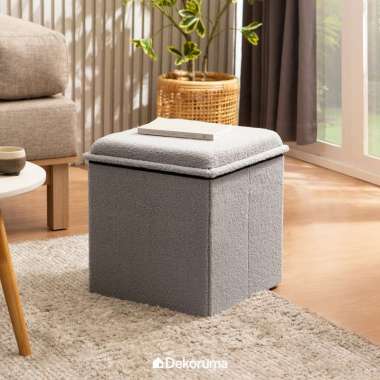 Dekoruma GIFU Stool with Storage / Sofa Tempat Penyimpanan Kain - Abu