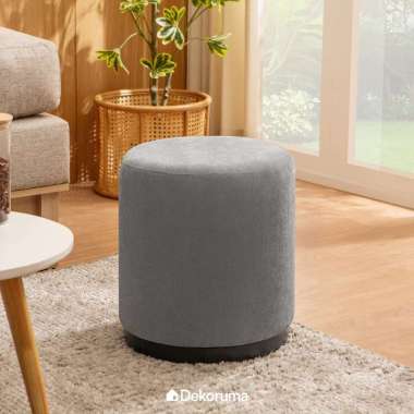 Dekoruma DAISEN Stool Bulat Kain / Kursi Stool Minimalis - Abu-abu Tua