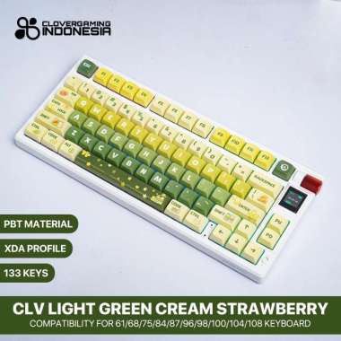 CLV Keycaps Light Green Cream Strawberry Matcha Rabbit Fullset XDA PBT Dye Sub Accessories for Mecha