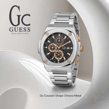 Guess Collection Coussin Shape Chronograph Metal GCY99001 Swiss Made 44mm Original Jam Tangan Pria