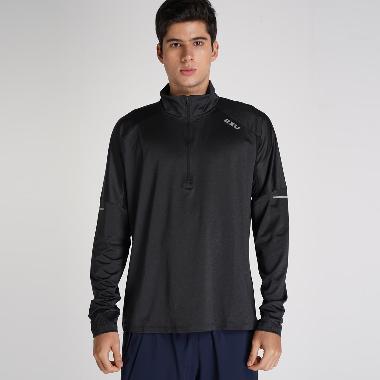 2XU Men Running Jacket Aero ½ Zip Jaket Lari Pria [2XUMR7244ABS] M Blk/Srf