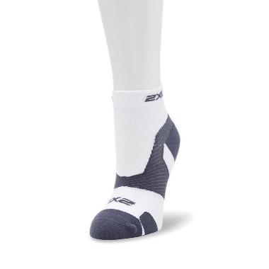 2XU Unisex Running Socks Vectr Light Cushion 1/4 Kaos Kaki Lari [2XUUA5047EWY] Wht/Gry S