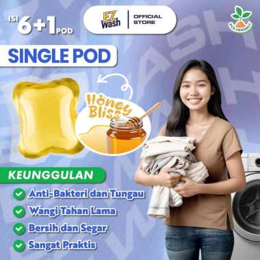 【 Single Honey Bliss 6+1 Pods 】 EZWash Laundry Pod Single Chamber Liquid Detergent Gel Capsule EZ Wa