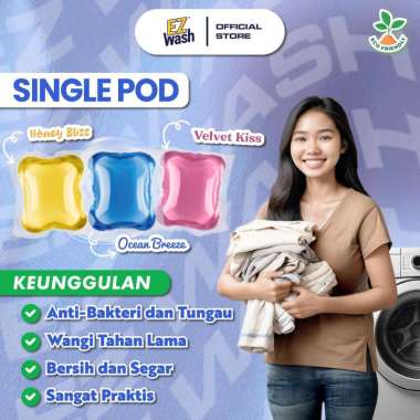 EZWash Laundry Pod Single Chamber Liquid Detergent Gel Capsule EZ Wash Easy Clean Clothes Eco Friend