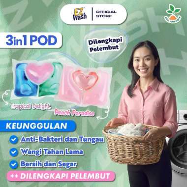 EZWash Laundry Pod 3in1 Chamber Liquid Detergent Gel Capsule EZ Wash Easy Clothes Eco Friendly Cuci