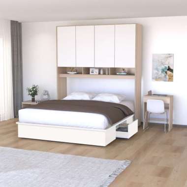 KIRANA Clay - Ranjang Set Divan Kayu Lemari Pakaian Putih Rak Pajangan Meja Belajar Modern Minimalis