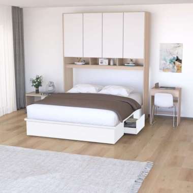 KIRANA Clay - Ranjang Set Divan Kayu Lemari Pakaian Putih Rak Pajangan Meja Belajar Modern Minimalis