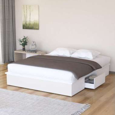 KIRANA Clay - Ranjang Set Divan Kayu Lemari Pakaian Putih Rak Pajangan Meja Belajar Modern Minimalis