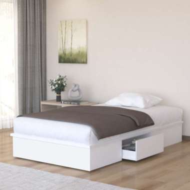 KIRANA Clay - Ranjang Set Divan Kayu Lemari Pakaian Putih Rak Pajangan Meja Belajar Modern Minimalis