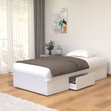 KIRANA Clay - Ranjang Set Divan Kayu Lemari Pakaian Putih Rak Pajangan Meja Belajar Modern Minimalis