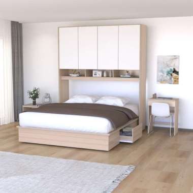 KIRANA Clay - Ranjang Set Divan Kayu Lemari Pakaian Putih Rak Pajangan Meja Belajar Modern Minimalis