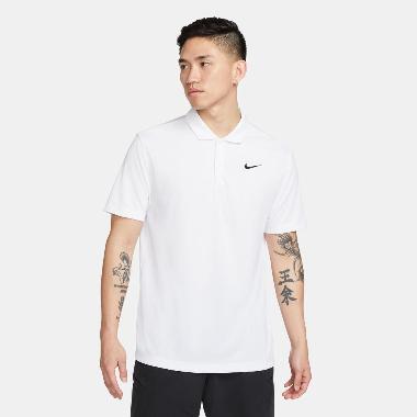 NIKE Men Tennis Court Dri-FIT Polo Pakaian Pria [DH0858-100] A/S White/Black
