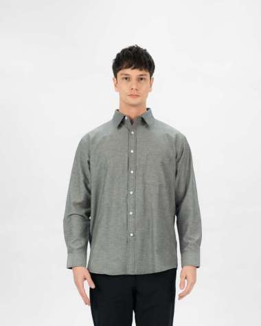 Erigo Basic Long Sleeve Shirt Bhevin Grey - Kemaja Lengan Panjang Oxford Unisex XXL