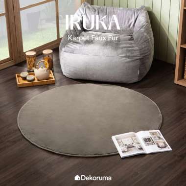 Dekoruma IRUKA Karpet Bulu Faux Fur Lingkaran 120CM - Abu