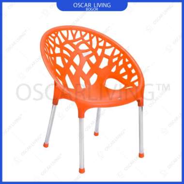 Kursi Plastik Twinpan / Kursi Teras Kaki Stainless Orange