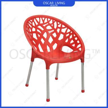 Kursi Plastik Twinpan / Kursi Teras Kaki Stainless Merah