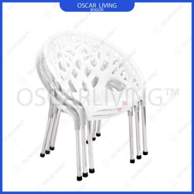 Kursi Plastik Twinpan / Kursi Teras Kaki Stainless Putih