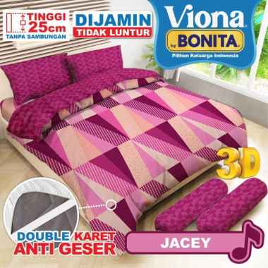 Bedcover Bonita Viona Ukuran 180x200 Set Fitted / Double Jacey