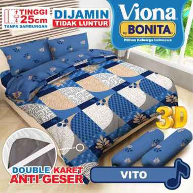 Bedcover Bonita Viona Ukuran 180x200 Set Fitted / Double Vito