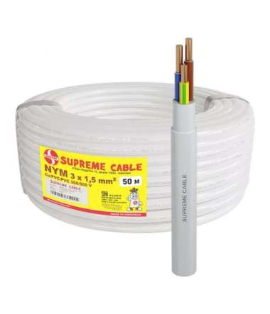 Supreme Kabel Listrik tunggal Kabel Ac / Rigid / building (NYM) 3x1.5 mm2 (re) 300/500 V @50 Gratis 