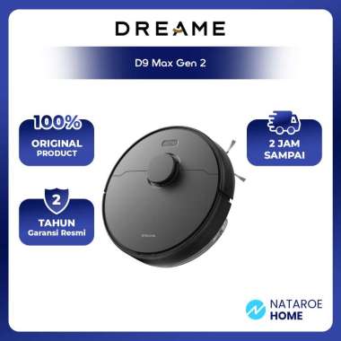 Dreame D9 Max Gen 2 Robot Vacuum Cleaner and Mop - Hitam, Kapasitas Debu 0.57L, Suction Power 6000Pa