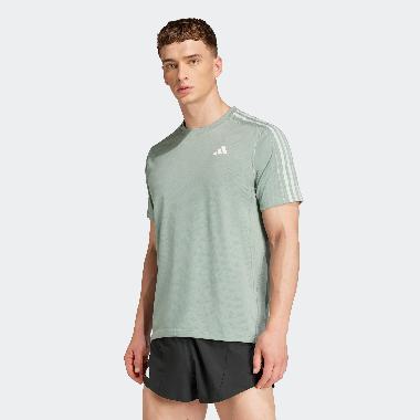 adidas Men Running T-Shirt Own The Run 3-Stripes Baju Lari Pria [JD2314] A/S Silver Green