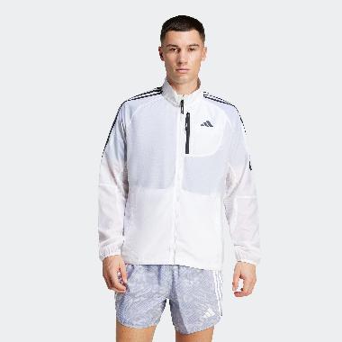 adidas Men Running Jacket Own The Run 3-Stripes Packable Jaket Lari Pria [JD7760] A/L White