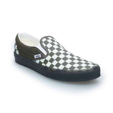Vans Classic Slip-On - Checkerboard Olive/Black Sepatu Pria [VN000D5PBIQ] 9.5