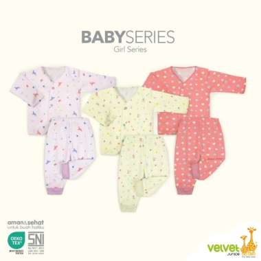 Velvet Junior Baby Series 3 Girl - Setelan Kancing Tengah Panjang+Celana Pjg Bk Kk NB Neci