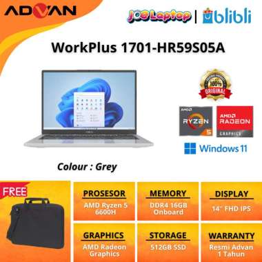 Advan WorkPlus 1701-HR59S05A Silver Ryzen 5 6600H Win11