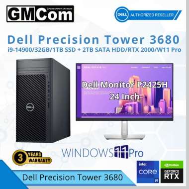 Dell Precision Tower 3680 i9-14900 32GB RAM, 1TB SSD + 2TB SATA HDD, NVIDIA RTX 2000, W11 Pro, 3Yr W